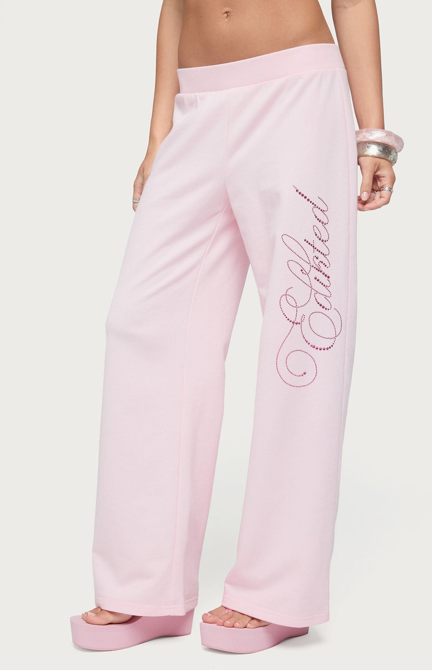 Edikted Studio Rhinestone Logo Sweatpants