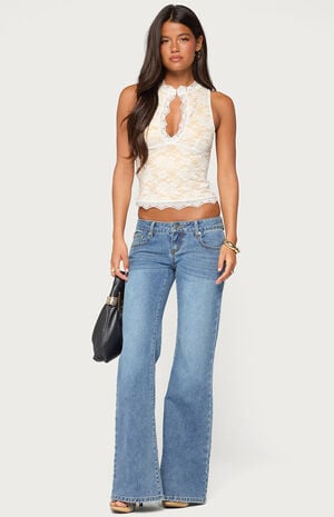 Frieda Keyhole Cutout Lace Top image number 5
