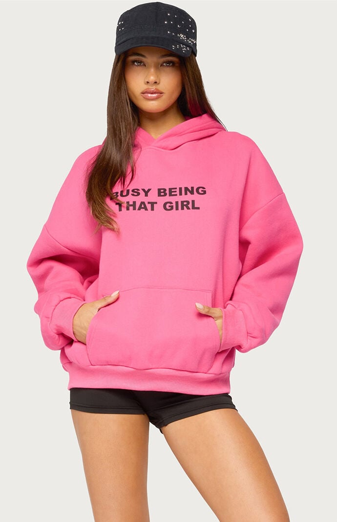 Edikted Busy Girl Oversized Fleece Hoodie