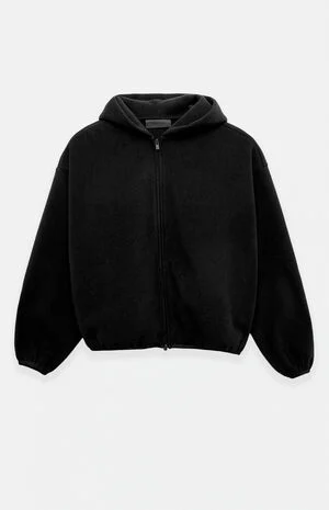 Women's Black Brushed Yarn Hooded Bomber Jacket image number 1