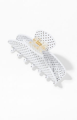 White Polka Dot Hair Claw Clip image number 2