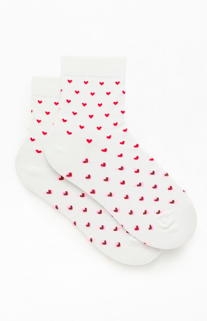 John Galt White & Red Heart Socks