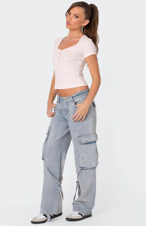 Pointelle Henley T-Shirt image number 4