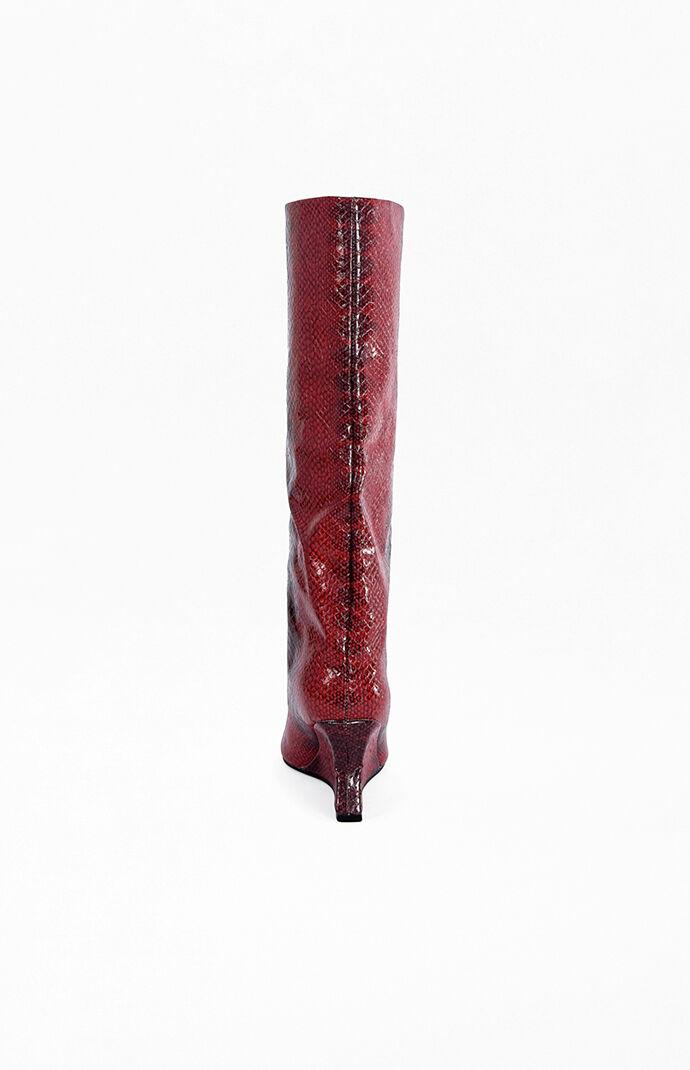 AZALEA WANG Women's Brun Redsnake Wedge Boots