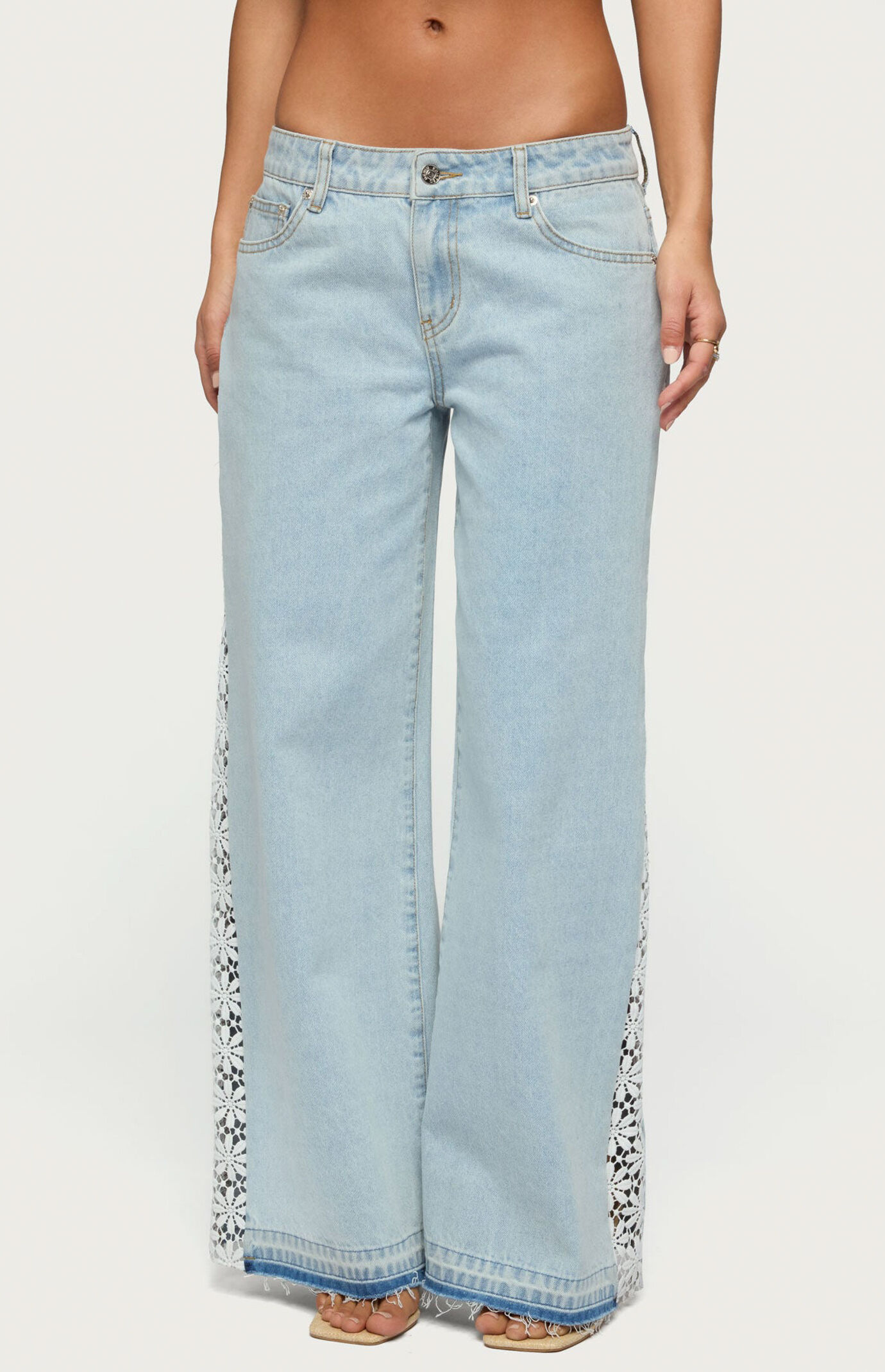 Edikted Crochet Low Rise Wide Leg Jeans