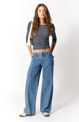 Casey Low Rise Baggy Jeans Medium Blue image number 6