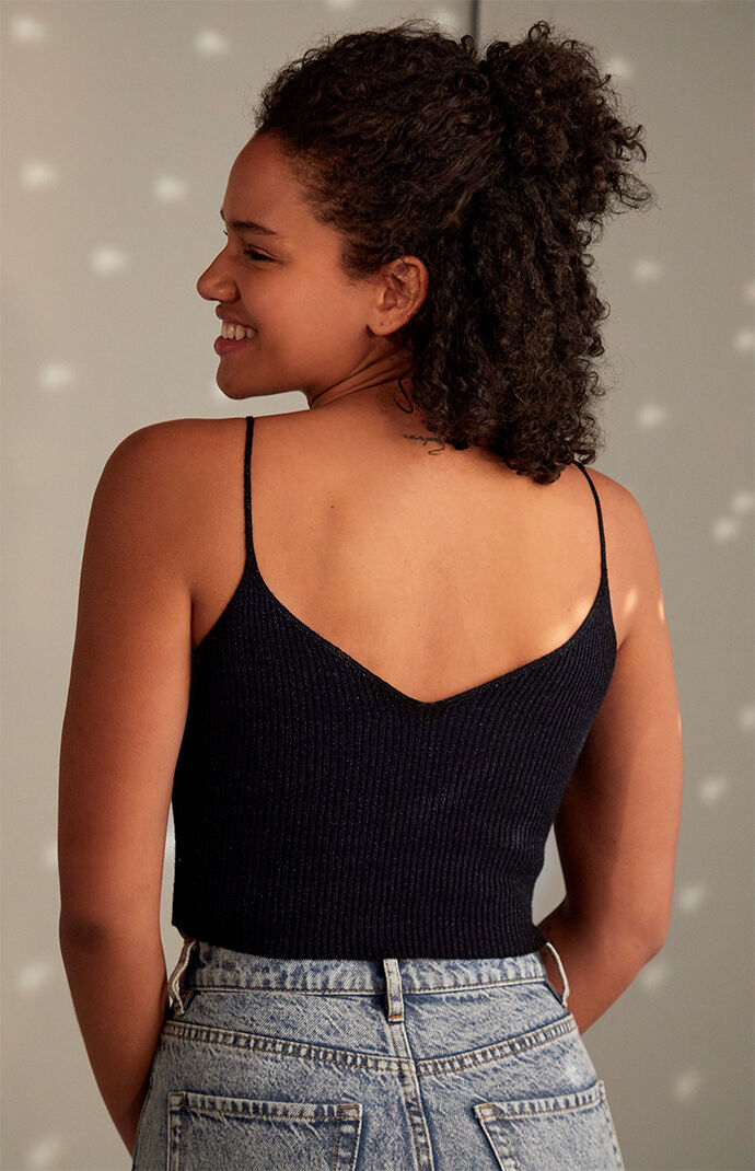 Lurex Double V Sweater Tank Top