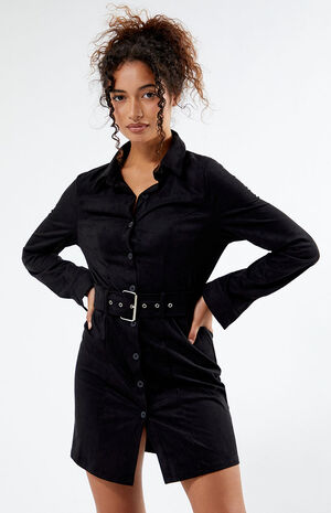 Button Through Suede Dress image number 3