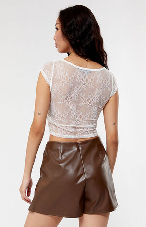 Short Sleeve Lace Corset Top image number 4