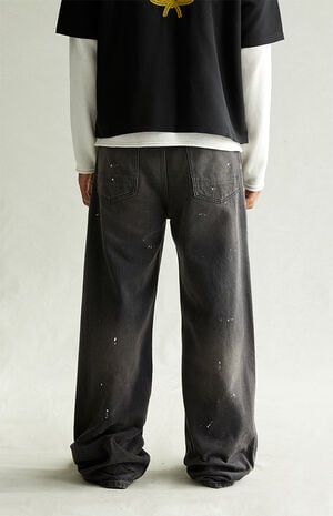 Blake Extreme Baggy Jeans Paint Splatter Faded Black image number 5