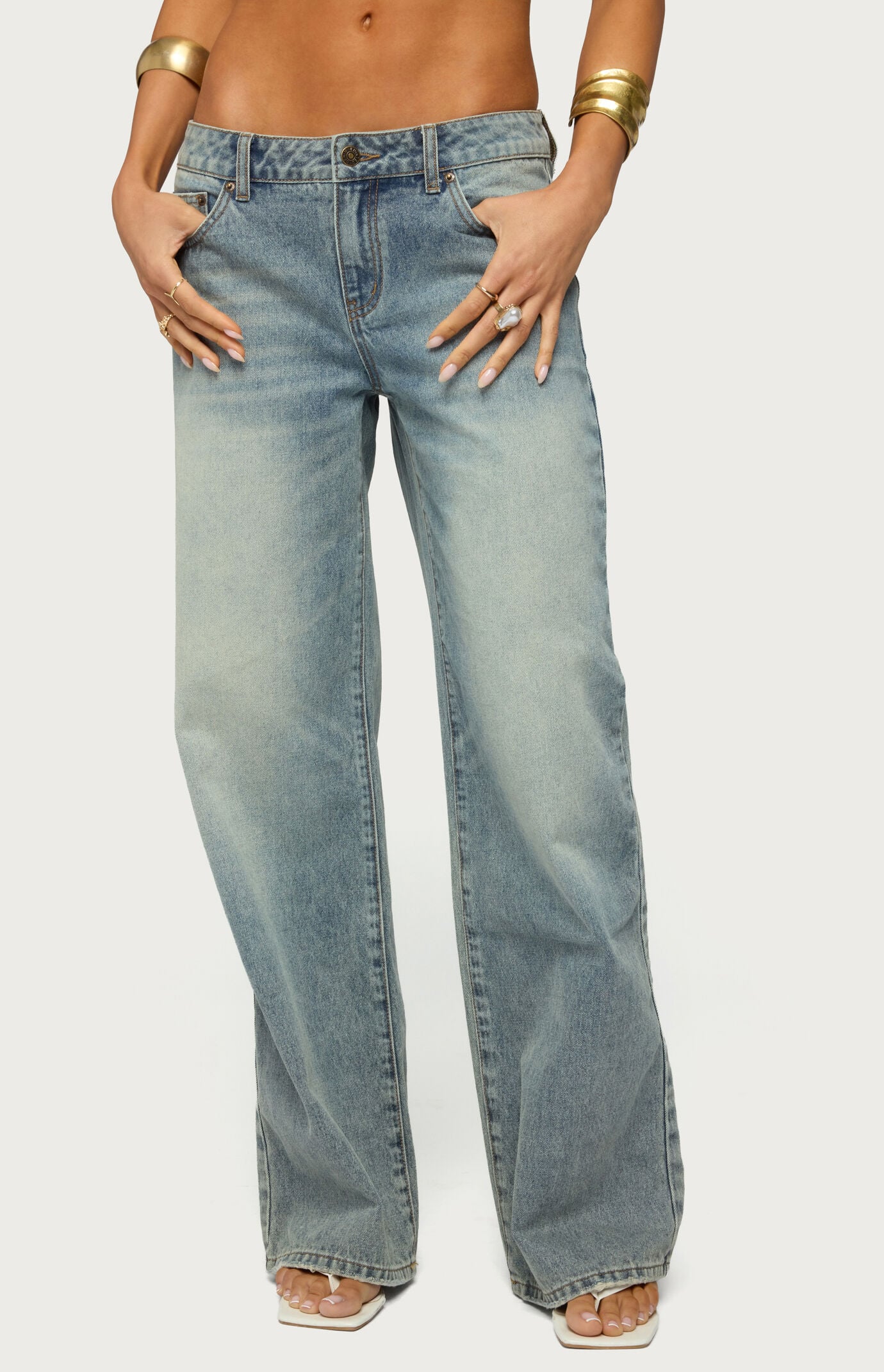 Edikted Raelynn Washed Low Rise Baggy Jeans