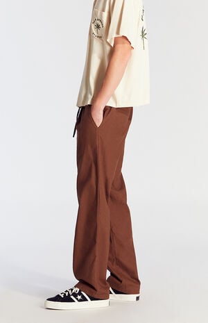 Brown Linen Straight Trouser Pants image number 2