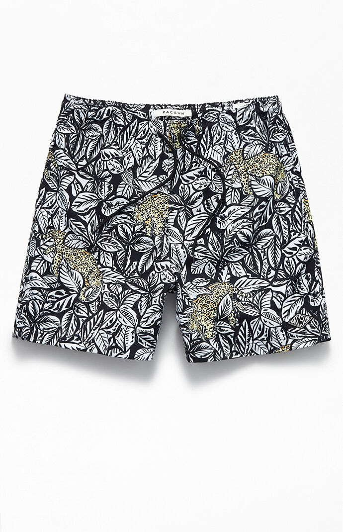 Leaves & Leopard 17" Swim Trunks