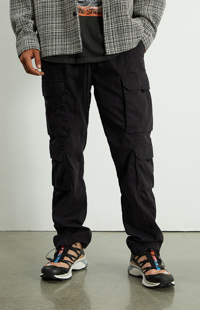 Black Nylon Loose Cargo Pants