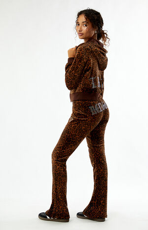 Leopard Velour Flare Track Pants image number 1
