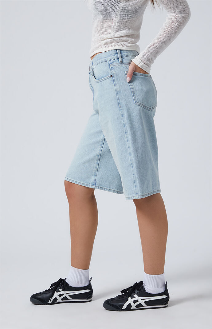 INDIGO LUNA ◆Zimi Sleep Tee Fern×Shorts Pacsun Medium Indigo Zip Fly High Waisted Denim Festival