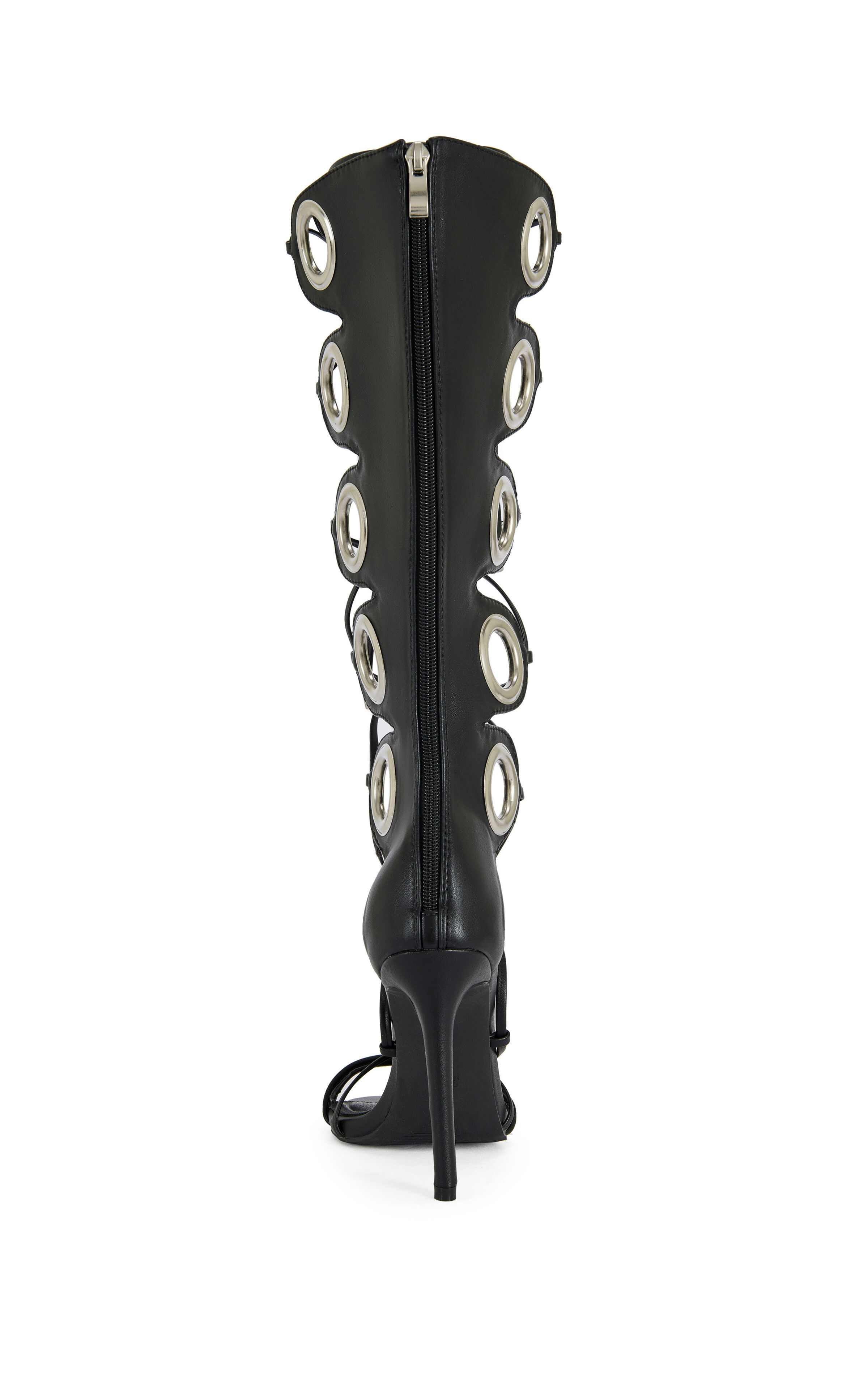 AZALEA WANG Women's Agathon Black Stiletto Gladiator Sandal Boots