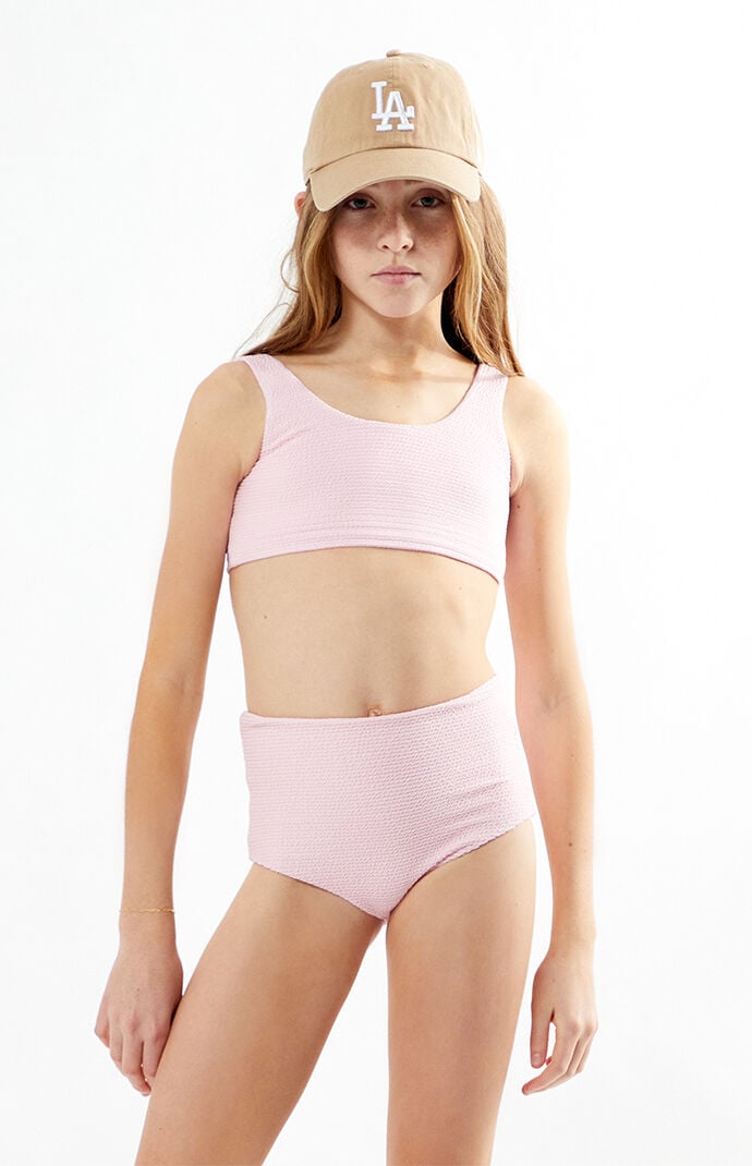 Pacsun Kids Pink Scrunch Tank & High Waisted Bikini Set