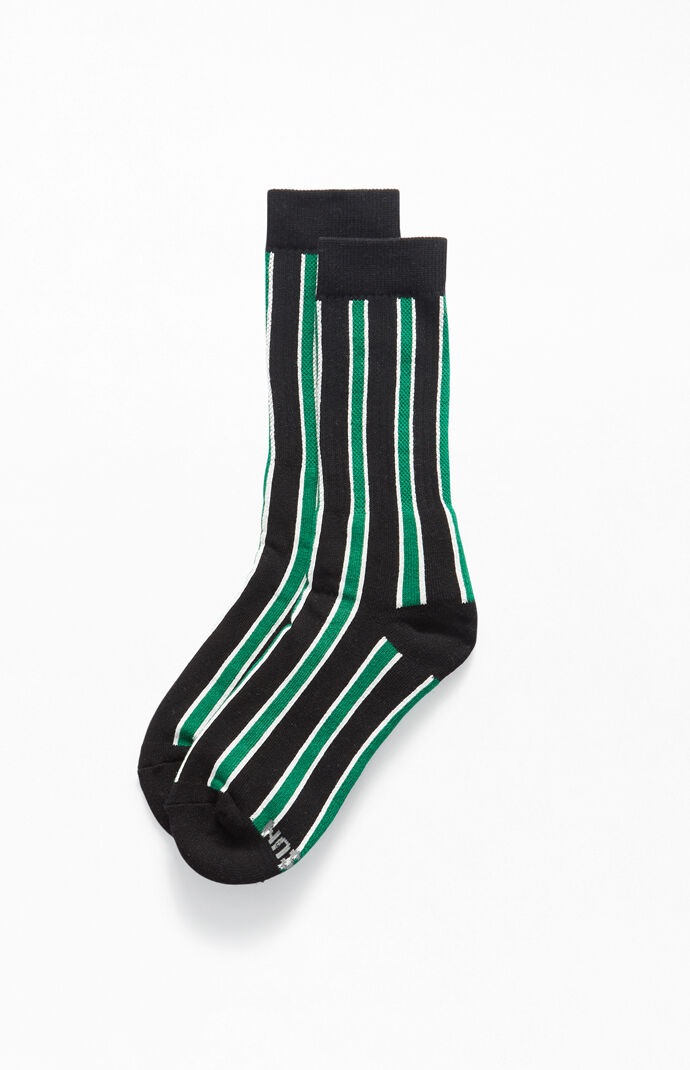 Black and Green Vertical Stripe Crew Socks | PacSun