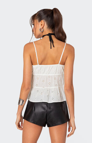 Chelsea Tie Front Eyelet Tank Top image number 4