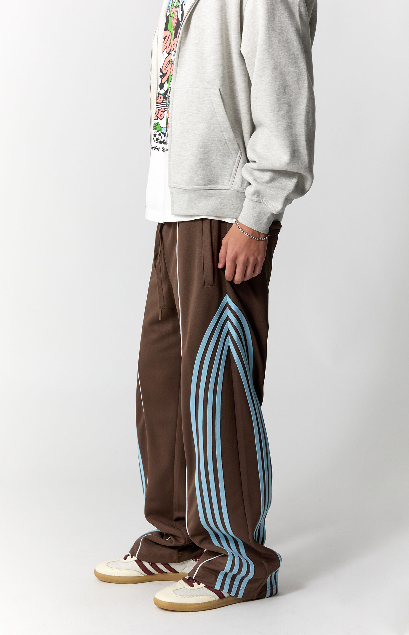 Pacsun Brown Baggy Side Stripe Track Pants