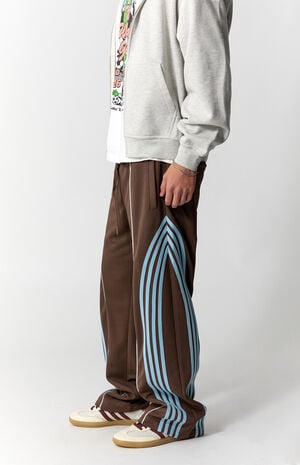 Brown Baggy Side Stripe Track Pants image number 3