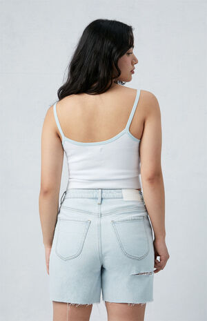 Stretch Light Indigo Curve Denim Dad Shorts image number 4