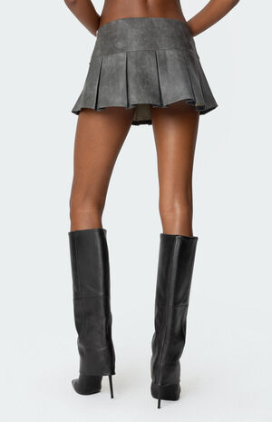 Billi Faux Leather Pleated Mini Skort image number 5