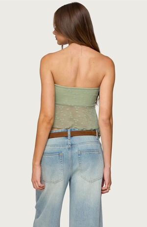 Embroidered Sheer Strapless Top image number 3