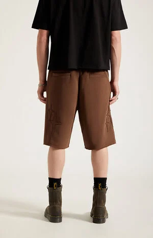 Distressed Star Applique Baggy Sweat Shorts image number 5