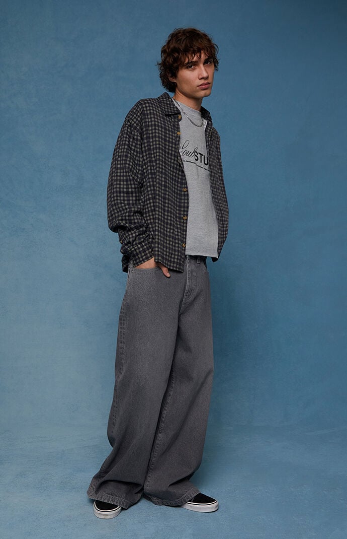 Pacsun Ryder Ultra Baggy Jeans Flames Gray