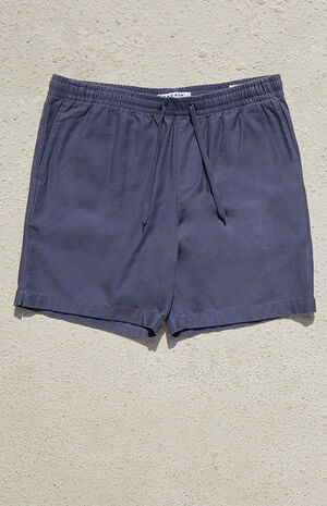 Blue Slubby Textured Volley Shorts image number 1