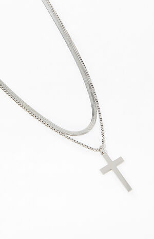 Silver Cross Layered Chain image number 2