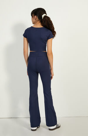 PAC WHISPER Active Navy Crossover Flare Yoga Pants image number 4