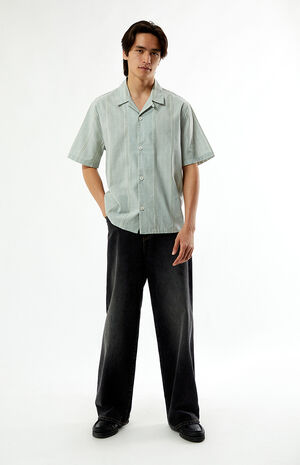 Sage Striped Oversized Camp Shirt image number 4