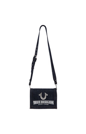 Bling Horseshoe Denim Messenger Bag image number 7