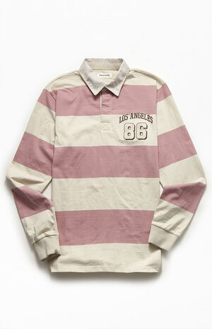 LA Striped Long Sleeve Rugby Polo Shirt image number 1