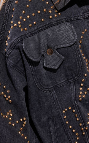 Ricki Black Studded Denim Jacket image number 5