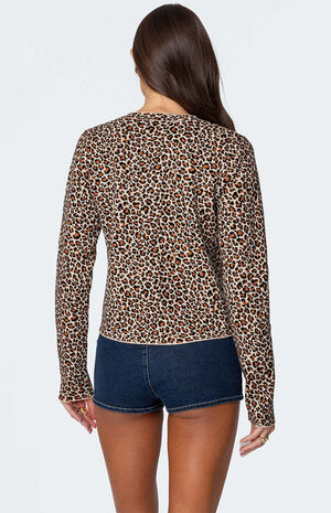 Leopard Printed Knit Cardigan image number 5