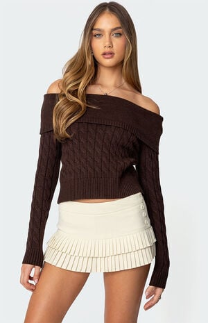 Glenn Fold Over Cable Knit Sweater image number 1