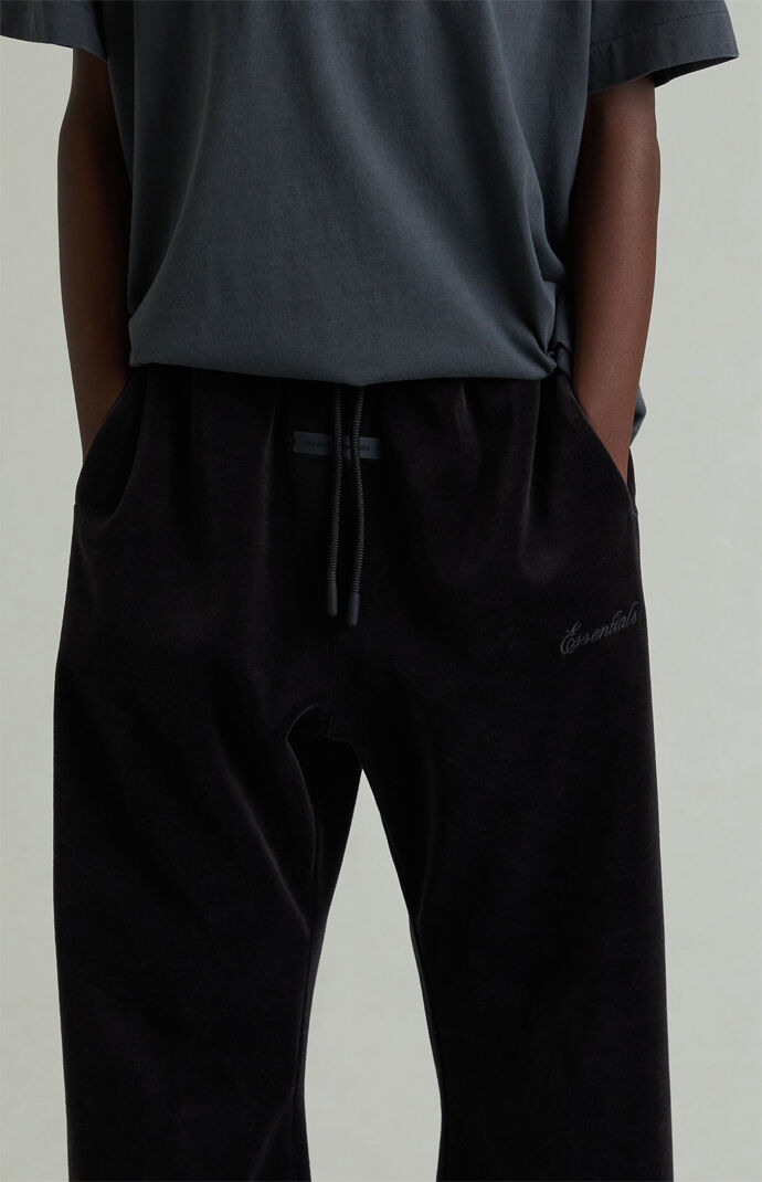 Fear of God ESSENTIALS Kids Vintage Black Velour Flare Sweatpants