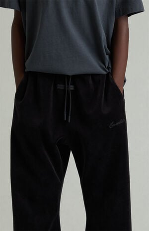 Kids Vintage Black Velour Flare Sweatpants image number 5