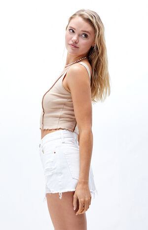 Pacsun White Ripped Vintage High Waisted Denim Shorts Pacsun