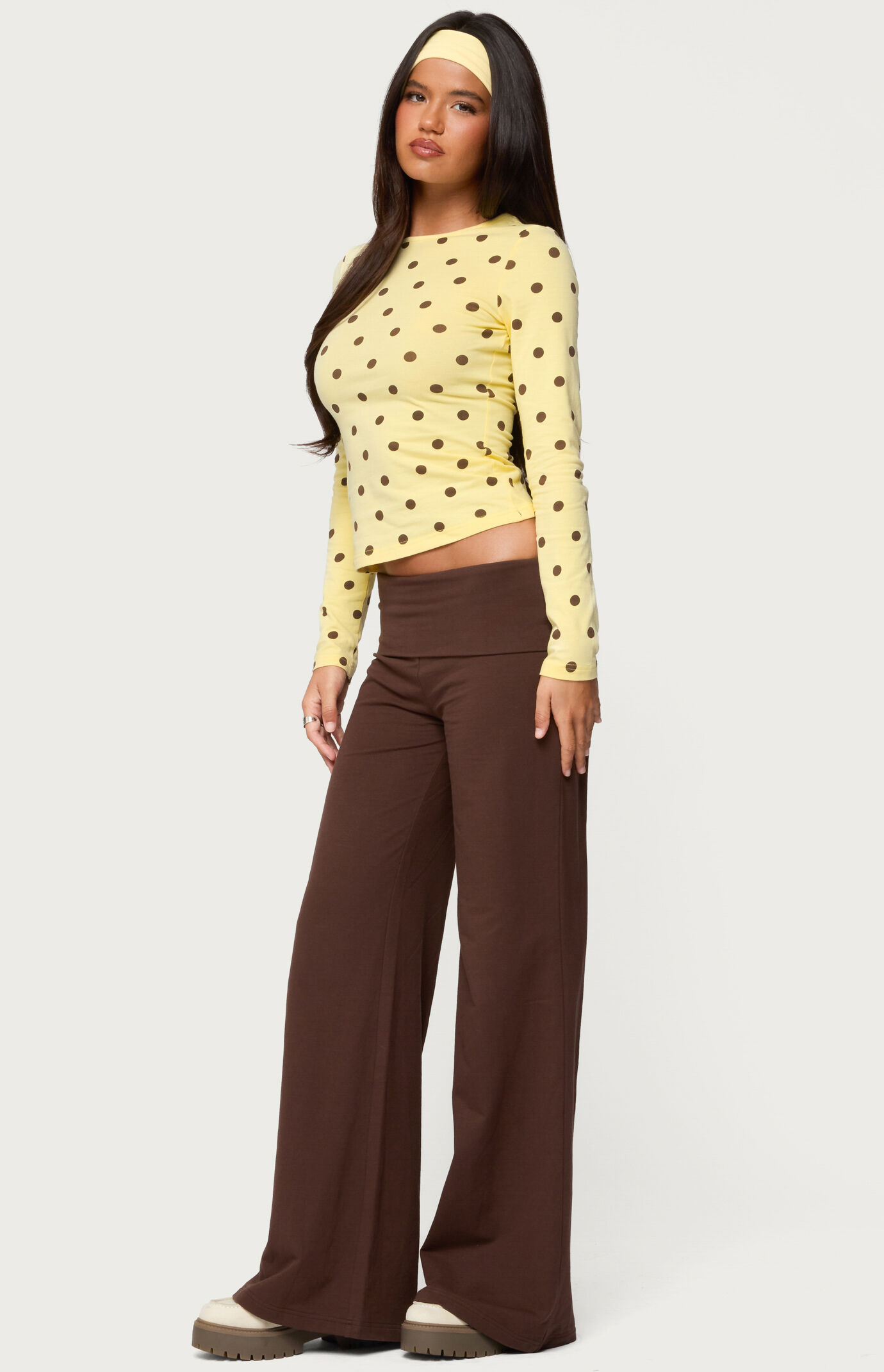 Edikted Wide Leg Fold Over Pants