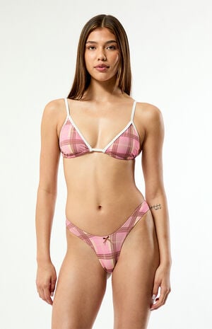 Plaid Barbie High Cut Cheeky Bikini Bottom image number 2