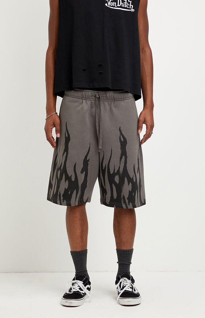Pacsun Flame Fleece Baggy Sweat Shorts