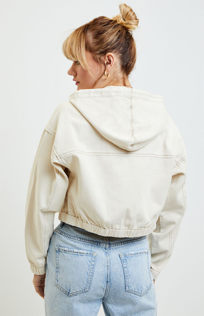 Ecru Hooded Bomber Jacket