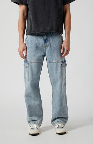 Light Indigo Baggy Cargo Jeans image number 1