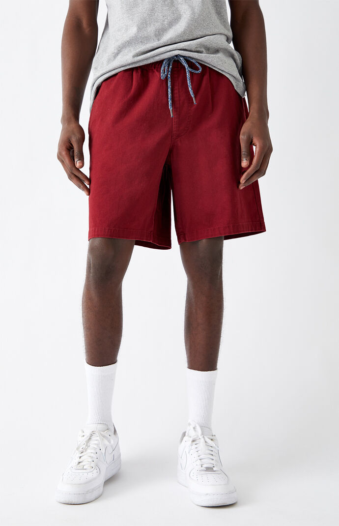 Twill Burgundy Drawstring Shorts