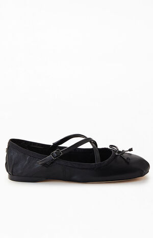 Women's Black Zuri Strap Ballet Flats image number 1